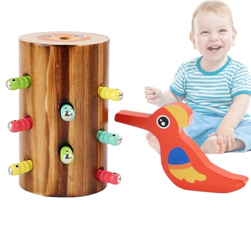 Proypiax Magnetisches Holzspeckerspiel, Vogelspielzeug für Kinder | Holzspecker Fangspielzeug - Magnetisches Vogel -Fütterungsspiel, pädagogische Vorschule Lernen Spielset für und Mädchen von Proypiax