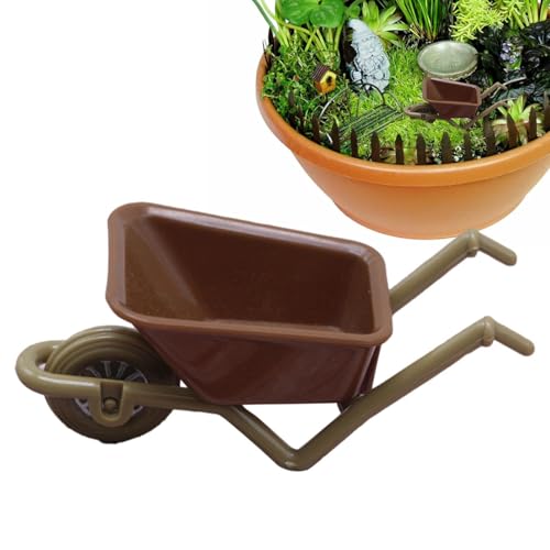 Proypiax Miniatur Bollerwagen Handwagen Puppenhaus Garten Zubehör Miniatur Bollerwagen Aus Holz Natur Leiterwagen Handwagen Puppen Modelbau Dekoration von Proypiax