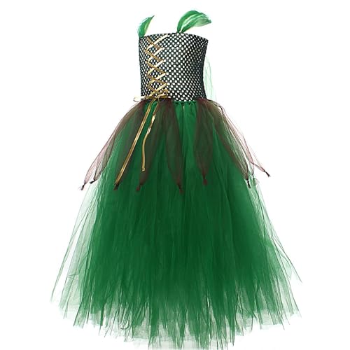 Proypiax Prinzessin Tüllkleid Festlich Hochzeit Blumenmädchenkleider Grünes Mesh-Tüllkleid, Feenkostüm Für Kinder - Halloween Grünes Mesh-Tüllkleid-Set von Proypiax