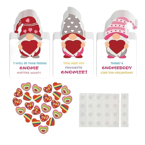 Proypiax Set mit Valentinstagskarten und Herz-Radiergummis, Valentinstag-Austauschkarten, | 24X Kartenset mit Herz-Radiergummis zur Begrüßung | e-Valentinstag-Klassenzimmerkarten für den von Proypiax