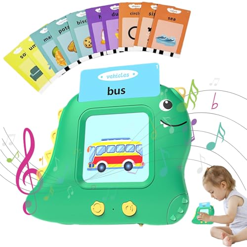 Proypiax Sprechende Karteikarten, Lernspielzeug, Lernkartenmaschine - Dinosaurier Audible Talking Cards Machine Flash Cards,USB-wiederaufladbares Lernspielzeug, Vorschul-Sprachspielzeug, Lernkarten von Proypiax