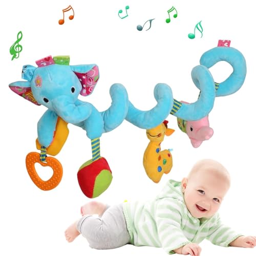 Proypiax Stofftiere Rasseln, Plüsch -Rasselspielzeug,Spiral Elefantenmusik Kinderwagen Spielzeug | Ausgestopfte Kinderbettzubehör, Cartoon Kinderlieferungen für Einkaufswagen, Kinderbetreiber von Proypiax