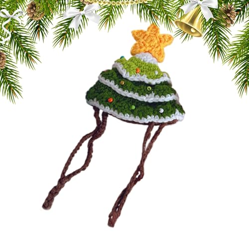 Proypiax Weihnachtshundemütze, Gehäkelte Weihnachtsmütze,Fleece gestrickte weiche Weihnachts-Welpenmütze - Verstellbare handgefertigte Weihnachtsmütze, dekoratives Haustierkostüm für Katzen, Kätzchen, von Proypiax