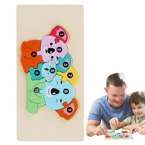 Proypiax Zahlenpuzzle, Tierblockpuzzle - Puzzle mit Mehreren Holztieren | Bunte niedliche pädagogische Puzzle-Tiere für Kinder, Mädchen-Geburtstag von Proypiax