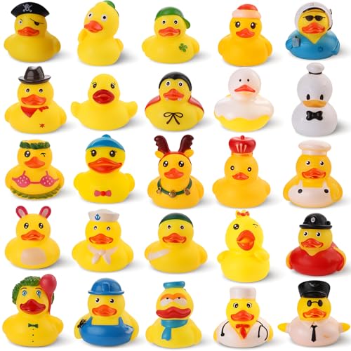 Gummi-Enten für Kinder, verschiedene Gummienten, kleine Gummienten in Großpackung, Mini-Gummienten für Weihnachtsstrumpffüller, Baby-Bade- und Poolspielzeug, Cruising-Enten, Partygeschenke, 25 Stück von Prudiut