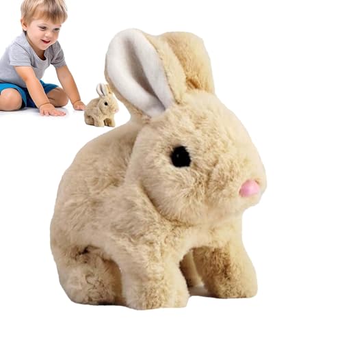 Pruojhw Hoping Bunny, Kaninchenspielzeug für Kinder | Simulierte Kaninchenpuppe Elektronischer Spielzeughasen | Interaktive Plüsch -Tierfiguren für Mädchen, Springen, zuckende Nase, wackelige Ohren von Pruojhw