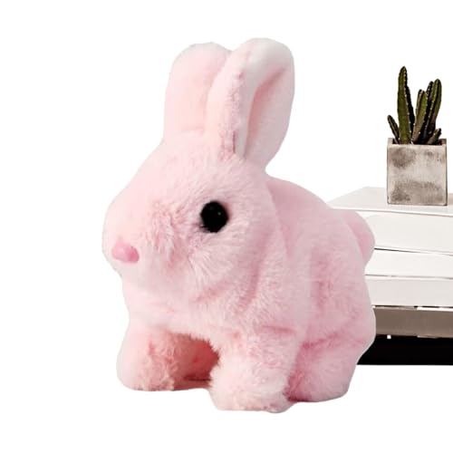 Pruojhw Hoping Bunny Toy, hüpfen Bunny,Simulierte Kaninchenpuppe Elektronischer Spielzeughasen | Interaktive Plüsch -Tierfiguren für Mädchen, Springen, zuckende Nase, wackelige Ohren von Pruojhw