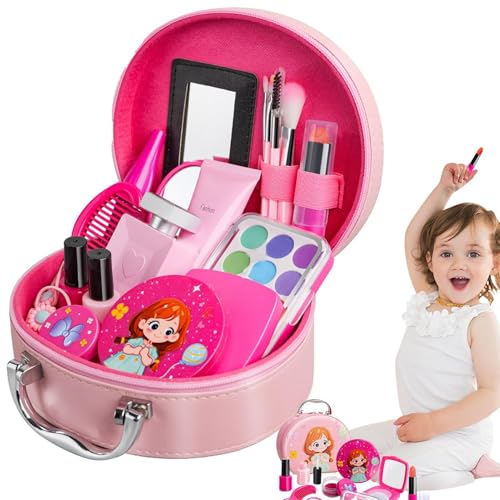 Pruojhw Rollenspiel-Make-up-Set für Mädchen, Rollenspiel-Make-up-Set für kleine Mädchen | 21X Beauty-Make-up-Spielzeugset für Kleinkinder | Kosmetiktasche, gefälschtes Spiel-Make-up für Weihnachten von Pruojhw