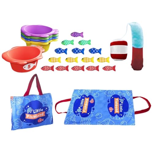 Pruojhw Stoff-Angelspiel, Stoff-Angelspiel, sensorisches Spielzeug - Sensorisches Farbsortier-Fischspielzeug für Kleinkinder - Stoff-Angelspielset für Kinder, Kinder, Familie von Pruojhw