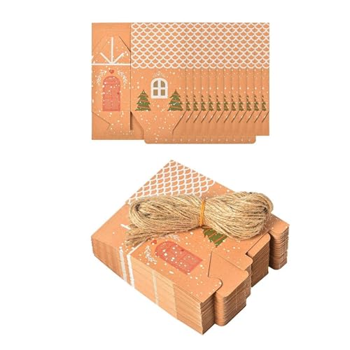 Pruojhw Süßigkeitentüten für Weihnachten,Weihnachts-Krafttüten - 50X Kraftpapier-Organizer-Tasche für Leckereien - Weihnachts-Kraftpapier-Organizer-Box für Kinder, Weihnachtsfeiern, Zubehör, von Pruojhw