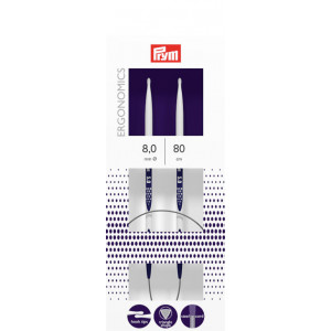 Prym Ergonomics Rundstricknadeln Kunststoff 80cm 8,00mm / 31.5in US11 von Prym