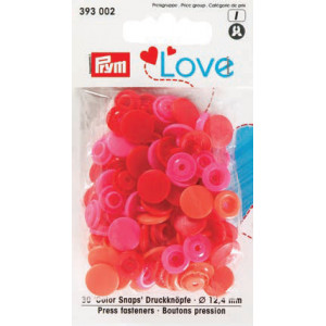 Prym Color Snaps Druckknöpfe Kunststoff Rund 12,4mm versch. Rot - 30 S von Prym