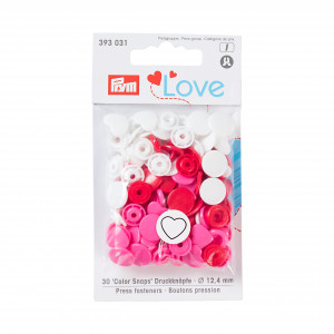 Prym Love Color Snaps Druckknöpfe Plastik Herz 12,4mm Versch. Rot/Pink von Prym