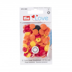 Prym Love Color Snaps Druckknöpfe Plastik Blume 13,6mm Versch. Rot/Ora von Prym