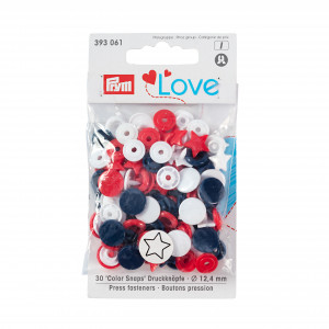 Prym Love Color Snaps Druckknöpfe Plastik Stern 12,4mm Versch. Rot/Wei von Prym