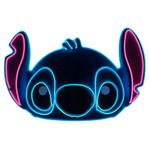 Prysm Gaming Stitch Light Up Gesichtsmaske Blau, Rosa LED El Wire Party Kostüm Verkleidung Cosplay Halloween Trick or Treat Lilo and Stitch, STITCHMASK001 von Prysm Gaming