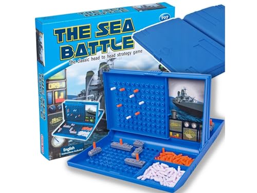 PrzydaSie Marineschlacht-Brettspiel, Seeschlacht, Spiel Strategy Brettspiel, Lustiges und Spannendes Strategiespiel für ab 7 Jahren, Größe 13 X 15 X 23,5 cm, 1 Set (Blue) von Przydasie