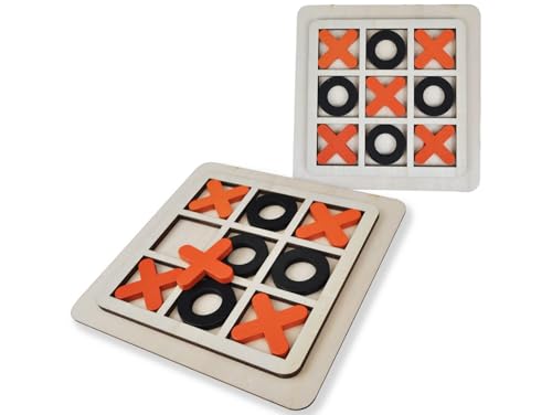 Przydasie Kreis und Kreuz Holzspiel – Klassisches Denkspiel für Kinder und Erwachsene, 15x15 cm, fördert strategisches Denken, nachhaltiges Material, Gelegenheit von Przydasie