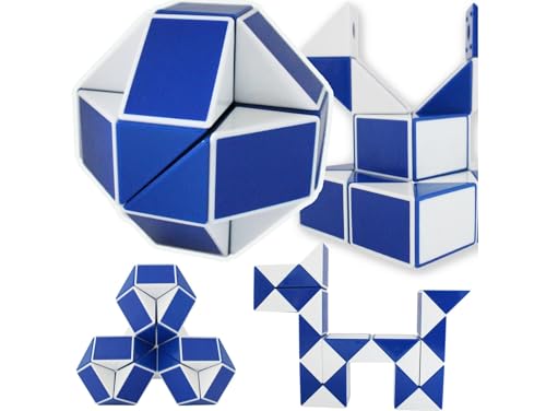 Przydasie Magische Würfelpuzzle 24 Segmente – fördert Kreativität und logisches Denken, Antistress-Spielzeug, für Kinder ab 3 Jahren, 4x4 cm gefaltet, 22,5 cm ausgeklappt, blau. von Przydasie