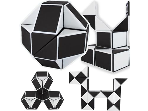 Przydasie Magische Würfelpuzzle 24 Segmente – fördert Kreativität und logisches Denken, Antistress-Spielzeug, für Kinder ab 3 Jahren, 4x4 cm gefaltet, 22,5 cm ausgeklappt, schwarz. von Przydasie