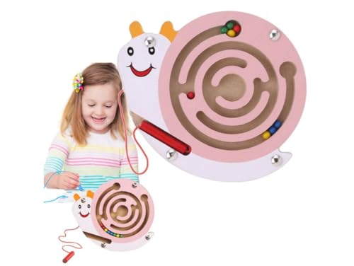 Przydasie Magnetisches Holzspielzeug Labyrinth für Kinder ab 3 Jahren – Förderung von Logik, Koordination und Farblernen – Sicher und langlebig – Cochlea-Design von Przydasie