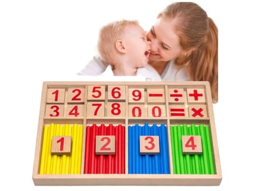 Przydasie Mathe Spielzeug, Mathematisches Spielzeug Holz, Zahlen Lernen Rechenhilfe, Rechenstäbchen, Zahlenlernspiel, 1 Klasse Pädagogisches Mathe-Spielzeug für Kinder ab 3 4 5 6 Jahre von Przydasie