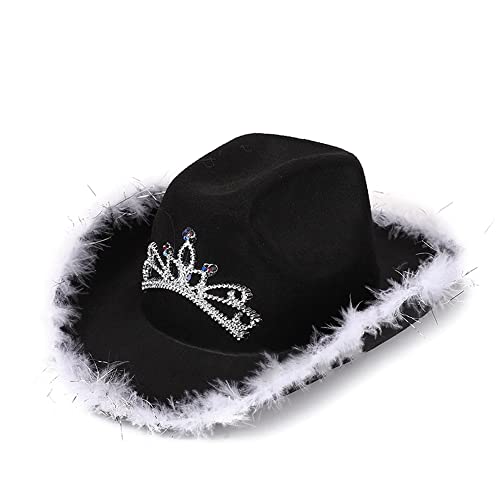 Psdiyiyf Cowgirl Hut Kostüm Karneval Kopfschmuck,Disco Prom Cowboy Hut,Spiel Kostüm,Junggesellenabschiede,Damen/Herren Western Hut (A-Black, 均码) von Psdiyiyf