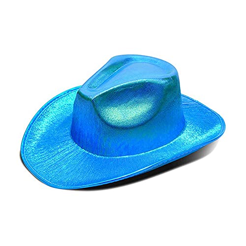 Psdiyiyf Cowgirl Hut Kostüm Karneval Kopfschmuck,Disco Prom Cowboy Hut,Spiel Kostüm,Junggesellenabschiede,Damen/Herren Western Hut (A-Pearl Blue, 均码) von Psdiyiyf