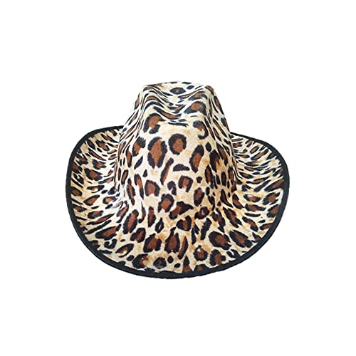 Psdiyiyf Cowgirl Hut Kostüm Karneval Kopfschmuck,Disco Prom Cowboy Hut,Spiel Kostüm,Junggesellenabschiede,Damen/Herren Western Hut (A-leopard print, 均码) von Psdiyiyf