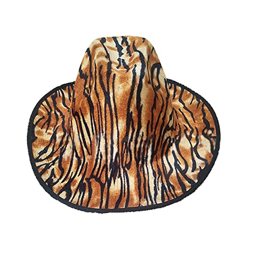 Psdiyiyf Cowgirl Hut Kostüm Karneval Kopfschmuck,Disco Prom Cowboy Hut,Spiel Kostüm,Junggesellenabschiede,Damen/Herren Western Hut (A-tiger stripes, 均码) von Psdiyiyf