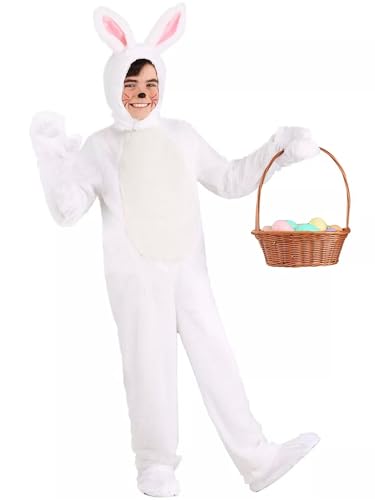 Psdiyiyf Family Matching Halloween Bunny Kostüm Deluxe Langarm Plüsch Strampler Kleid mit Kaninchenohren Kapuze Handschuhe Schuhe Set (A-Ivory, L) von Psdiyiyf