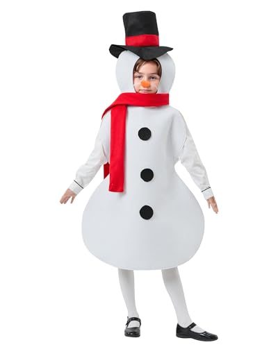 Psdiyiyf Kinder Schneemann Kostüm Ärmelloser Overall mit gefälschter Nase und Schal 3 Pcs Weihnachten Neujahr Outfits (White, 2-3T) von Psdiyiyf