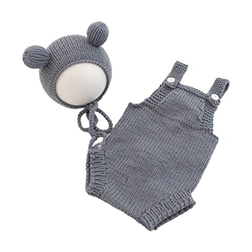 Foto-Requisiten für Babys, Jungen, Mädchen, Unisex, Strickoverall und Mütze, Fotokleidung, Kopfbedeckung, Foto-Kostüm, Neugeborenen-Outfit von Psdndeww