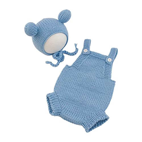 Foto-Requisiten für Babys, Jungen, Mädchen, Unisex, Strickoverall und Mütze, Fotokleidung, Kopfbedeckung, Foto-Kostüm, Neugeborenen-Outfit von Psdndeww