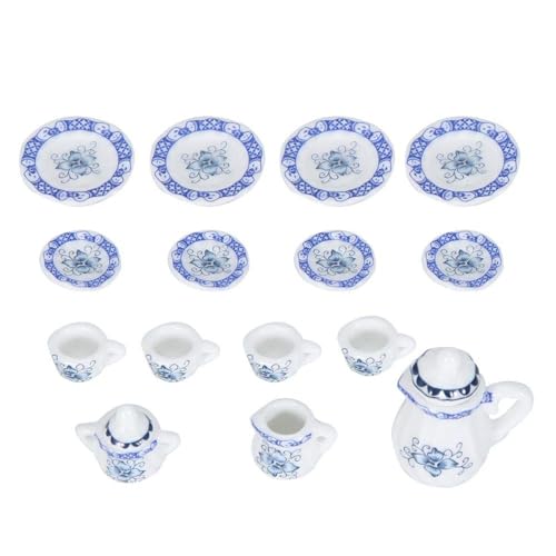 Psdndeww 15 Teile Miniaturporzellan Cup Set Dollhouses Accessoires Für Jungen Und Mädchen Puppenhäuser Küchendekoration von Psdndeww