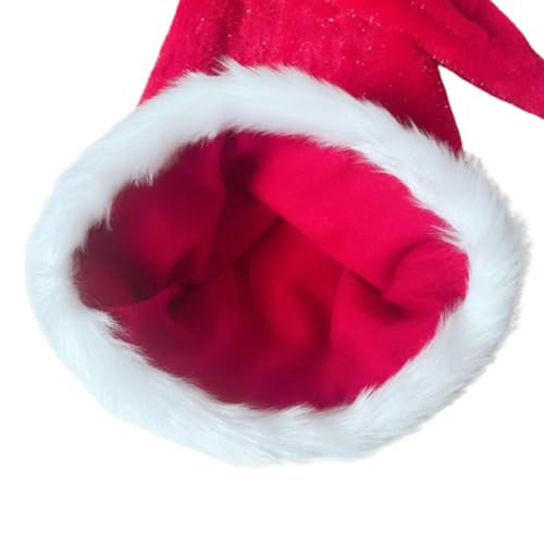 Psdndeww Blingbling Weihnachtsmannmütze Dicker Plüsch Urlaub Liner Weihnachten Neujahr Symbolkappe Weißer Krempe von Psdndeww