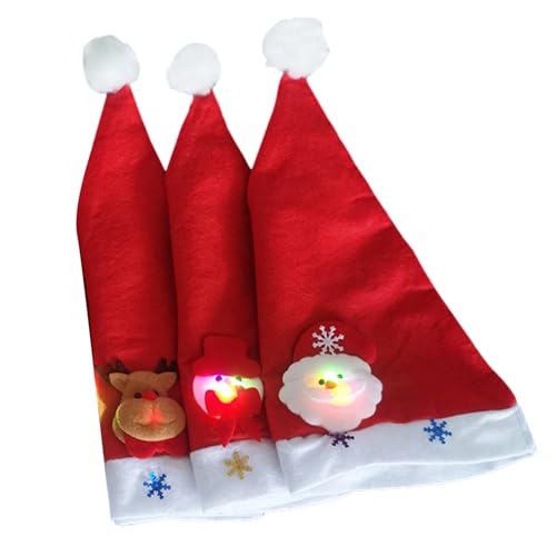 Psdndeww Erwachsene LED Leuchtende Weihnachtsmütze Winddichte Traditionelle Weihnachtsmütze Jugendliche Neujahrsgeschenke von Psdndeww