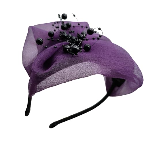 Psdndeww Fascinator-Hut für Damen, elegantes Perlen-Stirnband, Kostüm, Kopfschmuck, Haarschmuck für Halloween-Partys und Bankette von Psdndeww