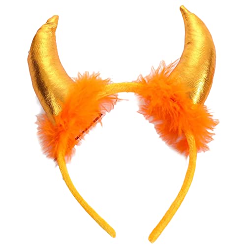 Psdndeww Halloween-Stirnband für Erwachsene, Teufelsochsen-Dekor, kurzer Horn, Haarreif, Cosplay-Kostüm, Maskerade, Party-Kopfschmuck von Psdndeww