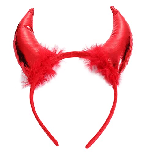 Psdndeww Halloween-Stirnband für Erwachsene, Teufelsochsen-Dekor, kurzer Horn, Haarreif, Cosplay-Kostüm, Maskerade, Party-Kopfschmuck von Psdndeww