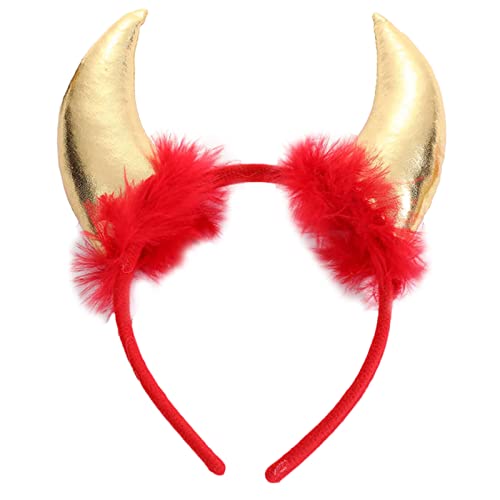 Psdndeww Halloween-Stirnband für Erwachsene, Teufelsochsen-Dekor, kurzer Horn, Haarreif, Cosplay-Kostüm, Maskerade, Party-Kopfschmuck von Psdndeww