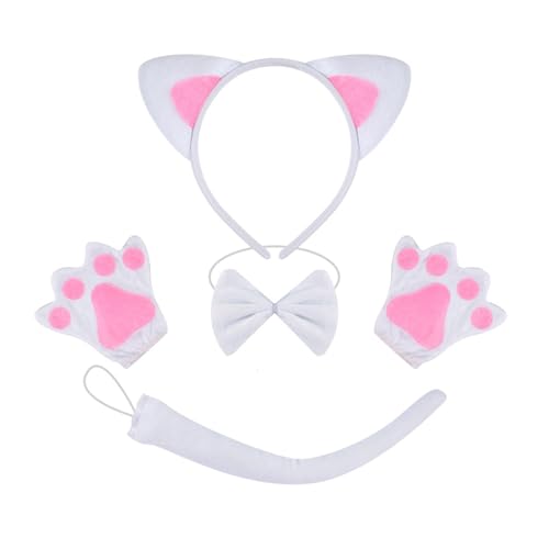 Psdndeww Kinder Katzen Kostüm Set Halloween Dress Up Outfit Halloween Tierkostüm Für Frauen Mädchen Weihnachten Cosplay von Psdndeww