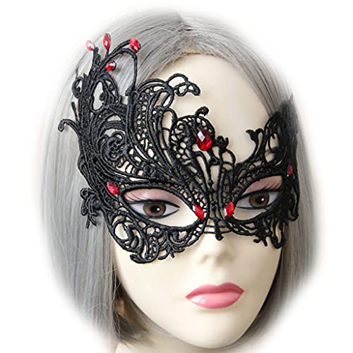 Psdndeww Schwarze Spitze, Maskerade, Party, Kopfbedeckung, Halloween, halbes Gesicht, Halloween-Dekoration, gruselig von Psdndeww