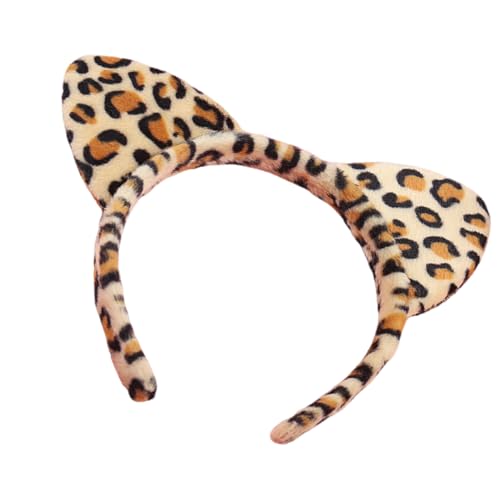 Psdndeww Stirnband Mit Leopardenmuster Cartoon Kätzchen Haarband Auffällige Kopfbedeckung Kopfbedeckung Für Halloween Cosplay Rollenspiele von Psdndeww