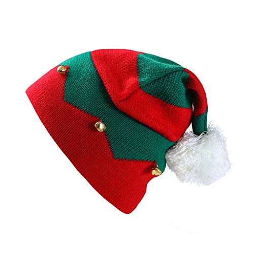 Weihnachtsmütze, gehäkelt, Winter, gestrickt, rot-grüne Streifen, Totenkopf-Mütze für Babys, Kinder, 1–6 Jahre, Cosplay-Kostüm von Psdndeww