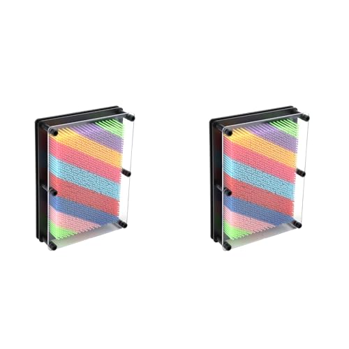 2 Stück 3D Pin Art Spielzeug Regenbogen Spielzeug, Home Office Desktop Lernspielzeug Pin Art Skulptur Spielzeug für Kinder Erwachsene Schwarz Groß von Pssopp