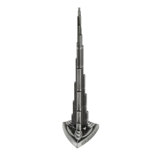 Pssopp Tower Decor Dubai Khalifa Tower Statue Metall Dubai Palm Figur, Tower Decor Khalifa Tower Plating Dubai Tower Modell Miniatur Dubai Tower Building Arts für Home Desktop Decor (22 von Pssopp