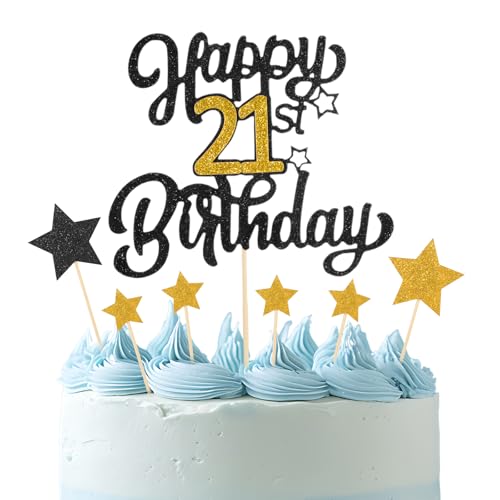 21 Geburtstag Tortendeko Happy 21 Birthday Cake Topper Tortendeko 21 Geburtstag Mädchen Junge 21 Alles Gute Geburtstag Cake Topper 21 Geburtstag Deko für Mädchen Junge 21 Geburtstag Party Dekoration von Psyqtsuary