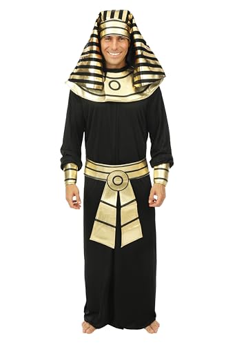 P'TIT CLOWN - Ägyptisches Pharao Kostüm Erwachsene - Herren - Perfekt für Karneval, Halloween, Cosplay, Kostümpartys und Motto-Events - Bequem und realistisch - Polyester (Schwarz, L-XL) von p'tit clown