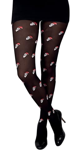 P'TIT Clown re74173 Strumpfhose, Schwarz, Weihnachtsmannköpfe von p'tit clown